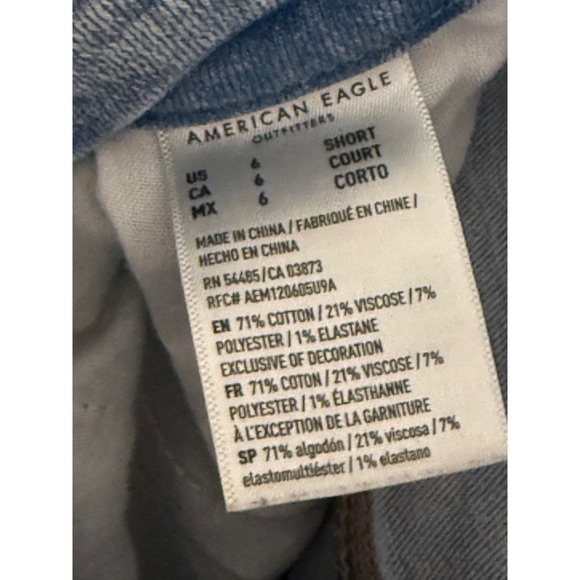 American Eagle Curvy Super Hi Rise Jeggings Size 6 Long Distressed Denim Preppy - Picture 2 of 7
